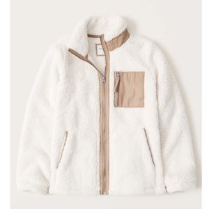 A&F Sherpa Leather-Trim Jacket